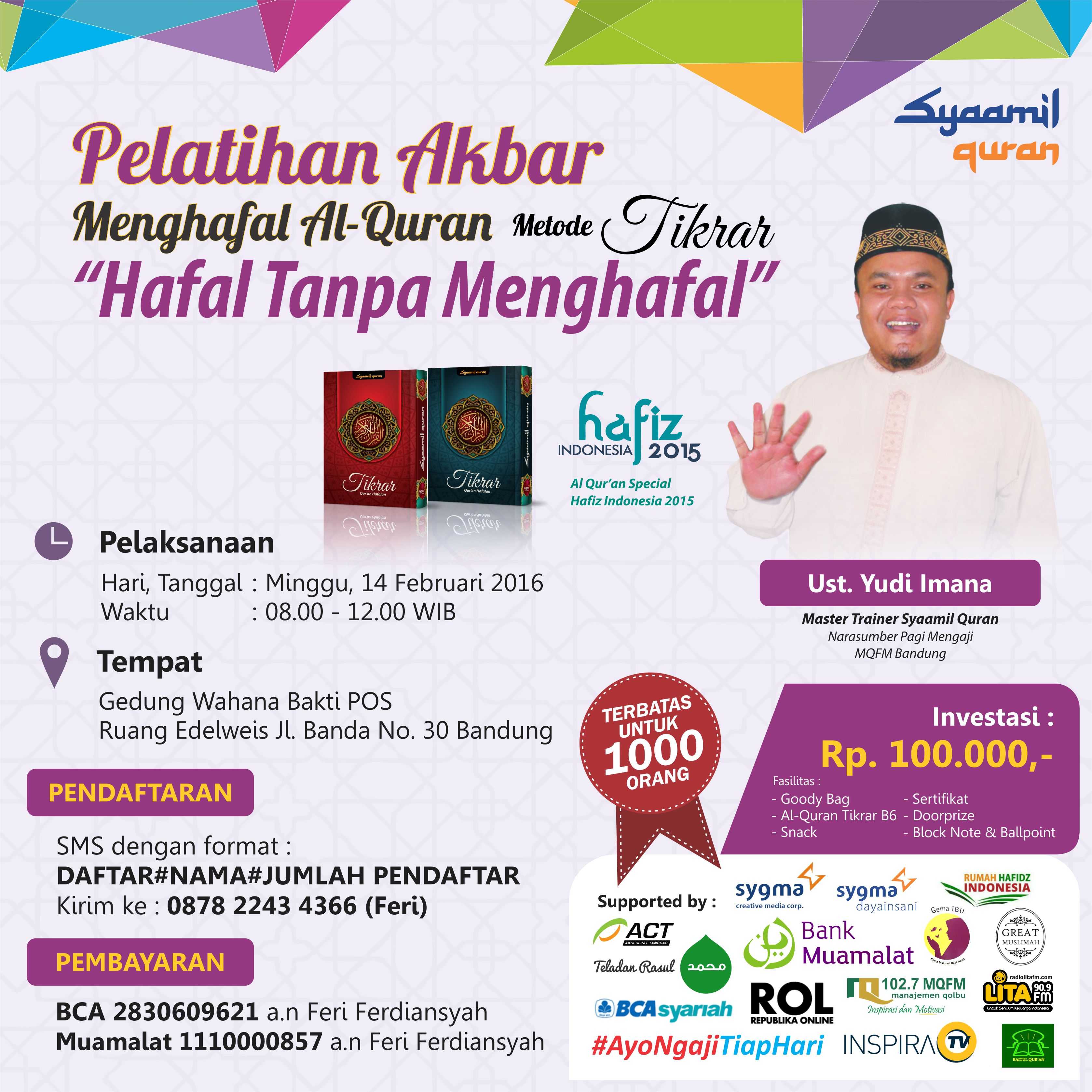 Pelatihan Akbar Tikrar Akan Digelar di Bandung